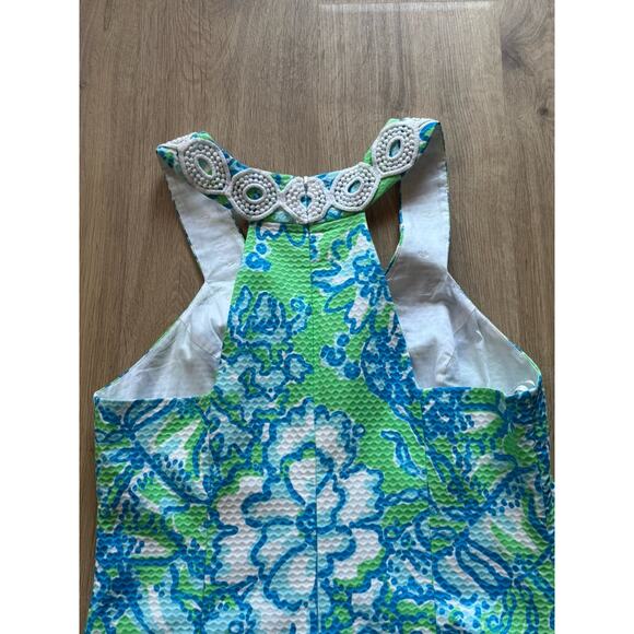 Lilly Pulitzer Trudy Go Go Green Northeast Hahbah Lace Trim Shift Dress Size 10 - Picture 7 of 8